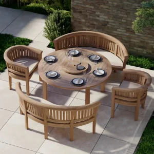High quality Solid Teak Extendable Oval Dining Table Set 10 seat Chair Set with Stackable Waterproof Outdoor Furniture