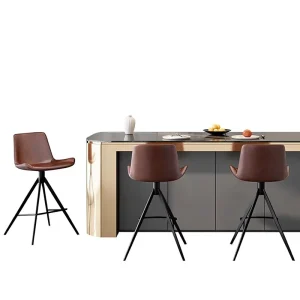 High stool Bar Chair Light Luxury Modern Home Use Imported Top Grade Leather Minimalist Designer Model Island Table Chair