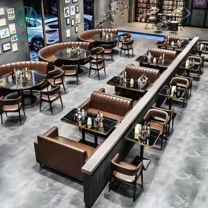 Highly Rated Reputable High End Quality Glossy Texture Black Rock Contemporary Hotel Restaurant Table Sets Simple Pattern Gold