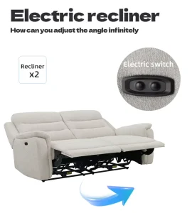 Highly Supportive Sponge Living Room Modern Luxury 3 Seater Sofa Fabric Recliner Sofa Folding Electric Reclining Couch Sofa