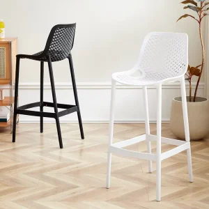 Hollow Mesh Plastic Bar Stool Stackable High Nordic Stool Without Armrest Commercial Leisure Furniture