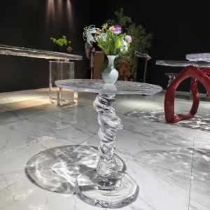 Home Acrylic Small Coffee Table Modern Design Mixed Color White Version