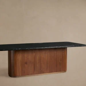 Home Apartment Villa Hotel Kitchen Indoor Furniture Dining Room Furniture Wooden Base Marble Top Custom Dining Table