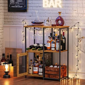 Home Bar Unit Corner Mini Bar Cabinet Liquor Bar Table for Home Pub Holiday