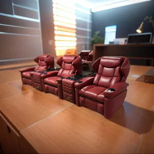 Home Cinema Sofa Luxury Theater Seating Movie Room Chairs Motorist Seat Private Theatre Couch with Led Lights and Tray Table