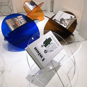 Home Decorative Foldable Removable Acrylic Book Shelf Display Stand Modern Standing Magazine Organizer Rack Living Room