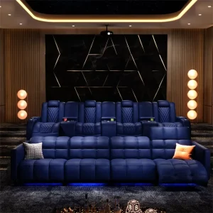Home Designed Villa Movie Theater Seats Theater Furniture Genuine Leather Diamond Stitch Cinema Recliner Chair Sofa