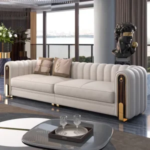Home Furniture Living Room Genuine Leather Sectional Sofa Modern Modular Design Tufted Reclining Sponge Filled