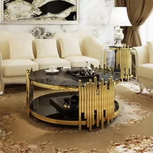 Home Furniture Modern Luxury Tea Table Stainless Steel Coffee Table Set