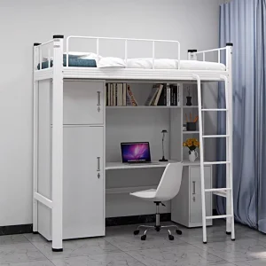 Home Furniture Modern Metal Beds Student Dormitory Space Saving High Foot Design Double Decker Bed Bunk Bed Metal