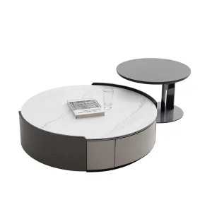 Home Italian Minimalist Modern Stone Coffee Table with Storage Space for Living Room New Style