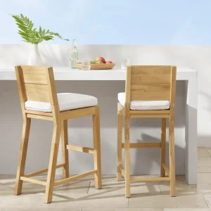 Home Kitchen Bar Teak Wood High Chair Furniture Luxury Outdoor Wooden Bar Stool Furniture