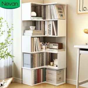 Home Living Room Furniture Simple Design Multi layer Bookshelf Custom White Wooden Library Bookcase for Children