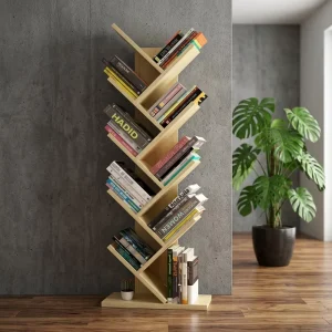Home Office Bookshelf with White Wood Frame and MDF Shelves