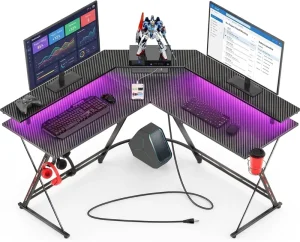 Home Office Computer Table L Shape Desk Gaming With Monitor Stand Outlets Study Desk Office Desk Home Computer Desk
