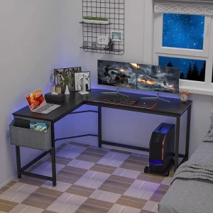 Home Office Furniture Newest Wooden Corner Writing Desk with Storage Rack Computer Desk Essential
