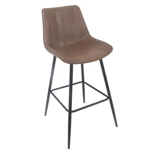 Home Retro Metal Commercial Bar Stool Leather Pub Tan Brown Bar Chairs Model for Cafe