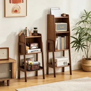 Home Small Bookcase Bamboo Floor Standing Bookshelf Living Room Storage Cabinet TV Side Cabinet Multi Layer Cabinet Combination