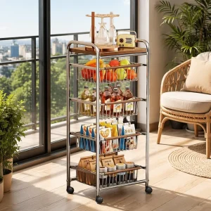 Home Snack Storage Practical Trolley Rack Rolling Movable Bedroom Organizer Storage Trolley Cart for Living Room Kitchen