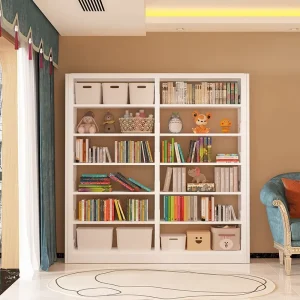 Home Steel Bookshelf Floor Standing Bookcase Children’s Book Rack Library Study Minimalist Storage Shelf