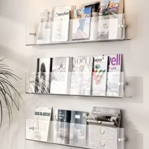 Home Wall Mounted Colourful Acrylic Magazine and Book Display Rack Stand XY 38