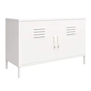 Home White Sideboard Storage Cabinet 2 Door Design Modern Custom Luxury Furniture Metal Base Living Room TV Stand