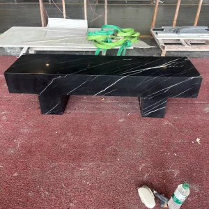 Honed Custom Black Nero Marquina Marble Furniture 100% Natural Stone Coffee Table High-End Interior Design