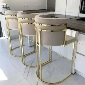 Honeycomb U shaped Upholstered Kitchen Chair Velvet Bar Stools Metal Bar Stools Gold High Luxury for Home Hotel Wedding
