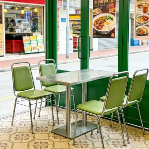 Hong Kong Style Restaurant Furniture Custom Stainless Steel Tables & Chairs Booth Seating with Customizable Colors