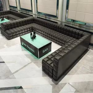 Hookah Lounge Club Bar Furniture Set Nightclub Led KTV Counter Table Luxury Whisky Bar Couch Karaoke U L Shape Booth Disco Sofa