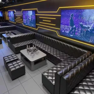 Hookah Lounge Furniture U Shape Whiskey Shisha Bar Couches Sofa Counter Synthetic Leather Club Lounge Solid Wood Disco Sofa