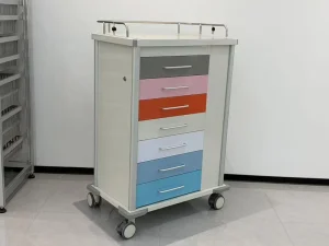 Hospital Anesthesia Airway Cart Damped Slides Tempered Glass Endoscope Box Stainless Steel Top Rail Medical Trolley