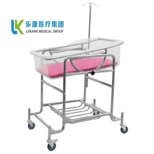 Hospital Baby Bassinet Stainless Steel Infant Bed Trolley Mobile Newborn 2 Year Warranty