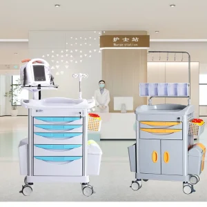 Hospital Cart Clinic Pharmacy Medical Trolley More Color and Size Double Door Multifunctional Rescue Trolley 5 Drawer Stand