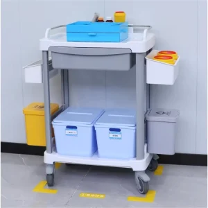 Hospital Clinic ABS Nursing Cart Emergency Treatment Trolley Multi-functional Clinical Trolley Drawers Medical Cart Durable 4