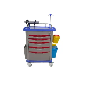 Hospital Clinic Cart Movable Medicine ABS Anesthesia Emergency Trolley