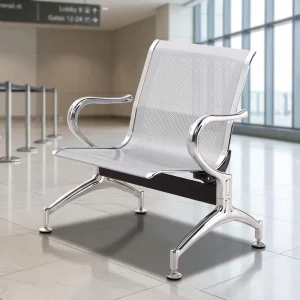 Hospital Clinic Waiting Chair Single Seat Cold Rolled Steel Perforated Back Curved Armrest Public Area Seating Bulk Order