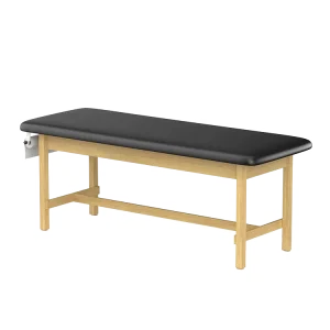 Hospital Furniture Flat Top Wooden H Brace Medical Bed Clinic Treatment Table with Shelving