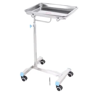 Hospital Furniture Height Adjustable Stainless Steel Tray Table 100kg Load Capacity 75cm Width for Operating Room