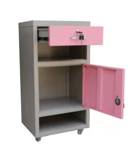 Hospital Furniture Metal Bedside Locker with Drawer and One Tower Hanger Hospital Bedside Cabinet