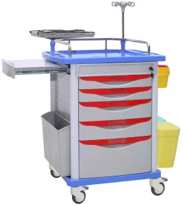 Hospital Furniture Mobile Medical Cart ABS Emergency Trolley Multifunctional Nursing Cart Durable Medicine Delivery