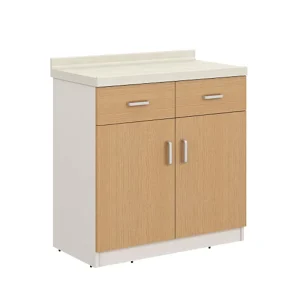 Hospital Furniture Wooden Western Medical Cabinet Clinic Disposal Treatment Cabinet with 2 Drawers