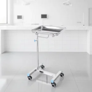 Hospital Grade Hospital Furniture Height Adjustable Stainless Steel Tray Table 100kg Load Capacity 80cm Width for Operating Room