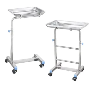 Hospital Grade Hospital Furniture Height Adjustable Stainless Steel Tray Table 100kg Load Capacity 80cm Width for Operating Room