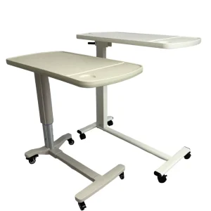 Hospital Height Adjustable Patient Food Table ABS Easy Moving Overbed Table