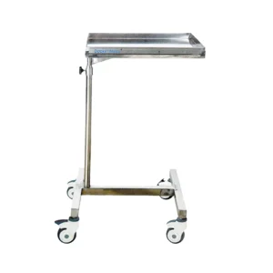 Hospital Instrument Trolley Stainless Steel Double Tray Mayo Table