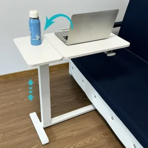 Hospital Laptop Cart with Preumatic Height Adjustable Computer Bed Sofa Foldable Dining Bedside Table with Wheels