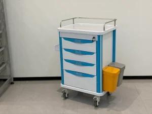 Hospital Medical Distribution Cart Full Plastic Modular Drawers Divider Trays Stainless Steel Guardrail Medical Medicine Trolley