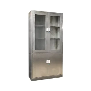 Hospital Medical Equipment Clinic Stainless Steel Lockable Storage Surgical Instruments Cabinet With Glass Door