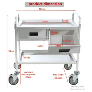 Hospital Medical Instrument Trolley Cart With Drawer Medical Grade Trolley